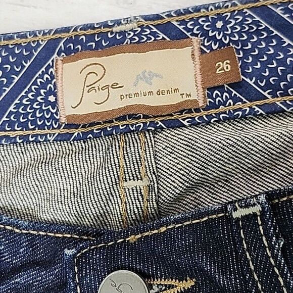 Paige Premium Denim Women’s Size 26 Fairfax Boot Cut Denim Jeans Rear Flaps Dark - Picture 7 of 12